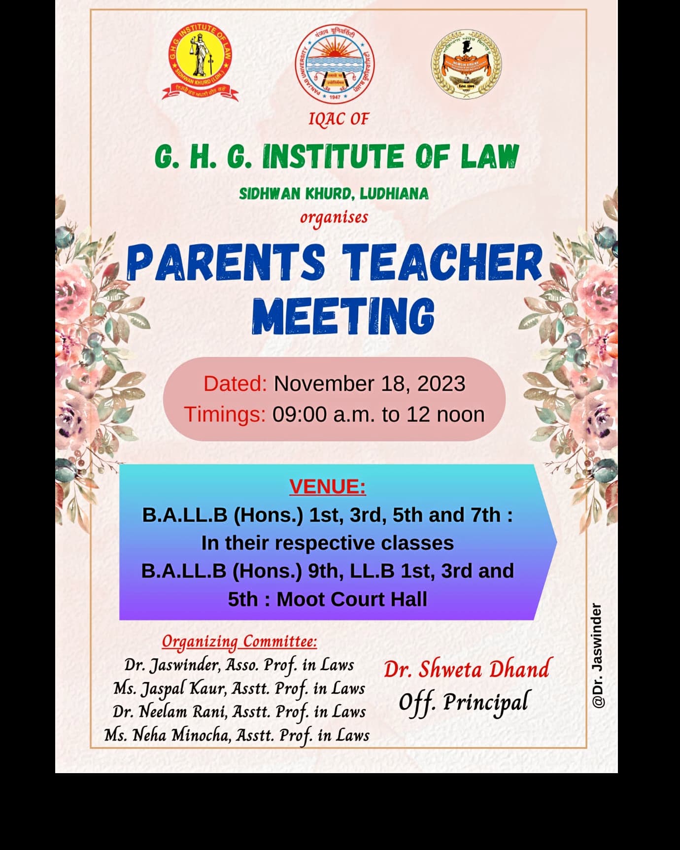 PARENTS TEACHER MEETING On 18TH NOV., 2023