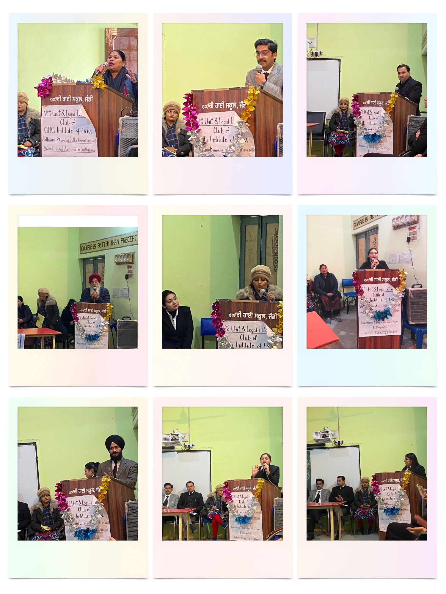 The NSS Unit and Legal Literacy Club of GHG Institute of Law, Sidhwan Khurd, Ludhiana organized a Drug Awareness Campaign at Govt. High School School Jandi on 16/01/2024.