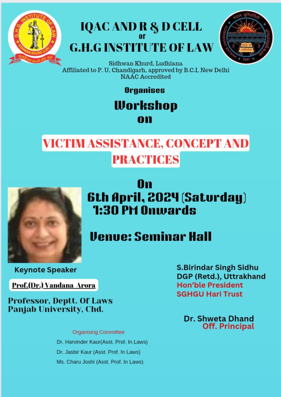 Workshop on VICTIM ASSISTANCE -CONCEPT AND PRACTICES