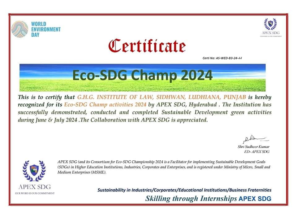 Eco-SDG Champ activities 2024 by APEX SDG, Hyderabad. 